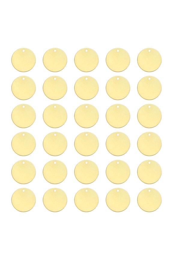 100Pack 10mm Blank Round Solid Brass Tags with Hole Stamping Tag for DIY Projects