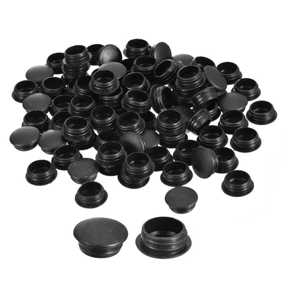 Uxcell 100Pack 15mm(19/32") Dia Plastic Screw Hole Plugs Thread Type Covers, Black