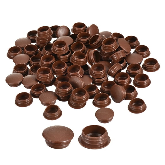 Uxcell 100Pack 15mm(19/32") Dia Plastic Screw Hole Plugs Thread Type Covers, Red Brown
