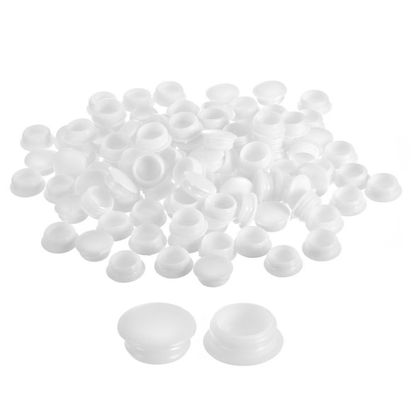 Uxcell 100Pack 15mm(19/32") Dia Plastic Screw Hole Plugs Thread Type Covers, White