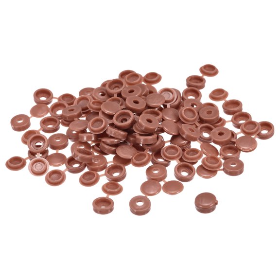Uxcell 100Pack 3mm Hinged Screw Cover Caps Plastic Fold Screw Snap Covers, Brown