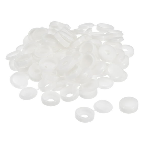 Uxcell 100Pack 6mm Hinged Screw Cover Caps Plastic Fold Screw Snap Covers, White