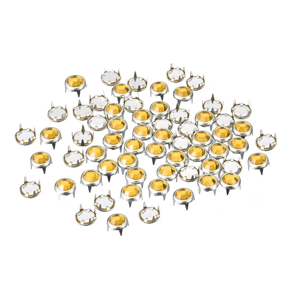 Uxcell 100Pack 6mm Rhinestone Stud Refills Embellishment Decorative Rivets Champagne