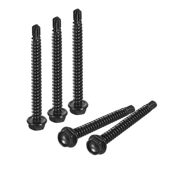 Uxcell 100Pack #8 x 2" Hex Washer Head Self Tapping Screws Sheet Metal Screws
