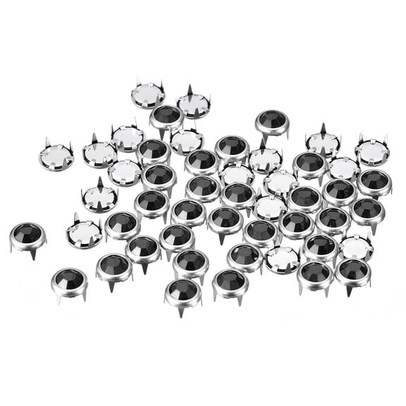 Uxcell 100Pack 8mm Rhinestone Stud Refills Embellishment Decorative Rivets Black