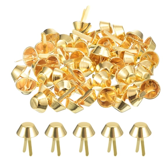 Uxcell 100Pack Bag Feet Stud Spike, 15mm Purse Cone Studs Flat Metal Spikes Rivet Nailheads Brads Prong Bag Bottom Studs for Handbag Purse Clothing DIY Leather Craft, Gold