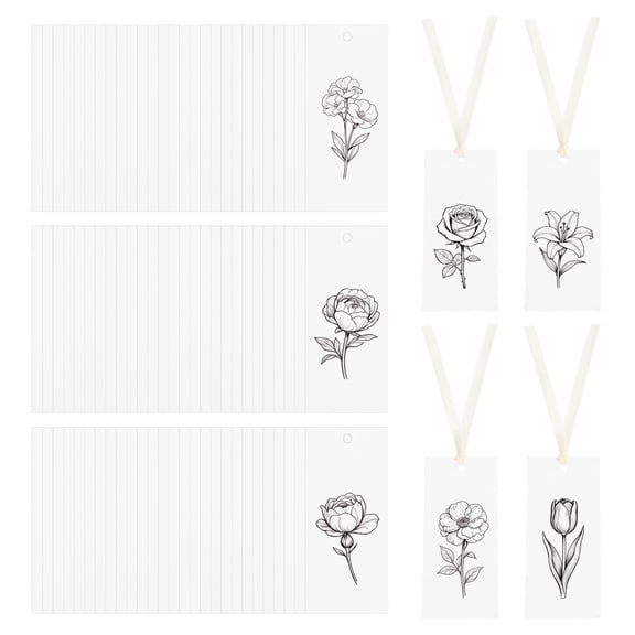 Uxcell 100Pack Blank Name Place Card, 3.54 x 1.57 Inch Wedding Table Setting Place Cards with Beige Satin Ribbon Hanging Gift Tags for DIY Dinner Banquet Party Supplies, White