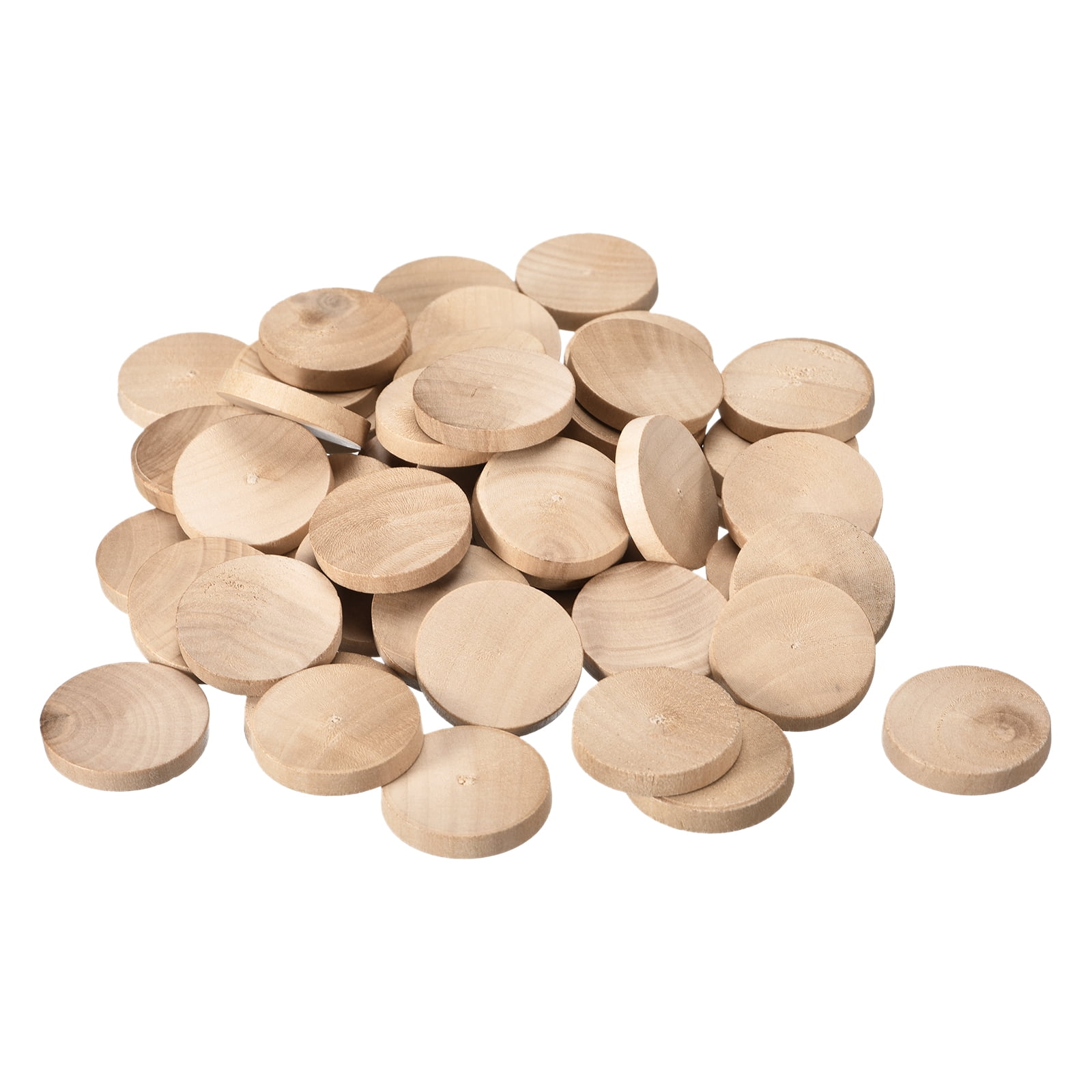 Uxcell 100Pack Flat Head Wood Plugs, 1-3/8 Inch Wooden Button Wood Plugs Screw Covers