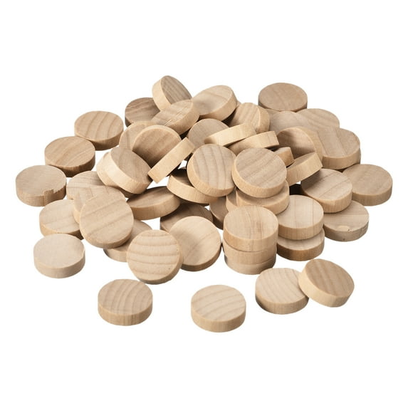 Uxcell 100Pack Flat Head Wood Plugs, 23/32 Inch Wooden Button Wood Plugs Screw Covers