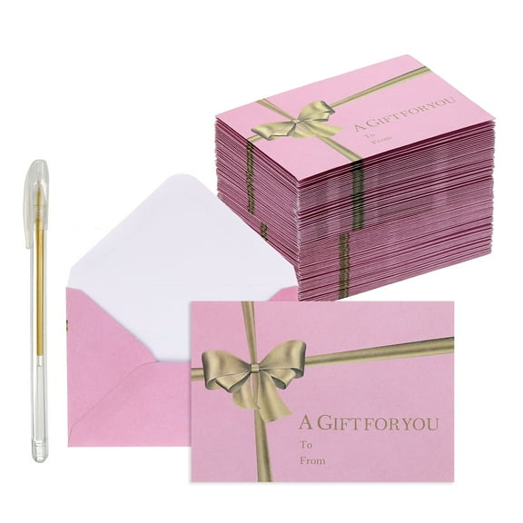 Uxcell 100Pack Mini Envelopes, 4x3 Card V Flap Small Business Card Envelopes, Pink