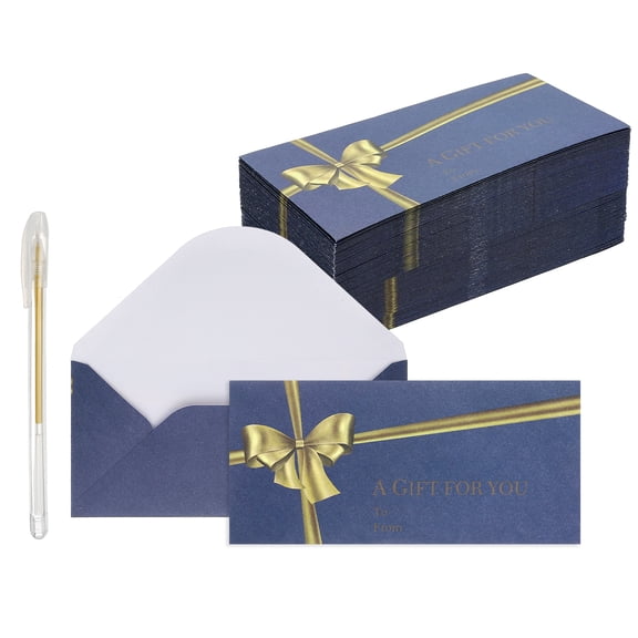 Uxcell 100Pack Mini Envelopes, 7x3 Card V Flap Small Business Card Envelopes, Blue