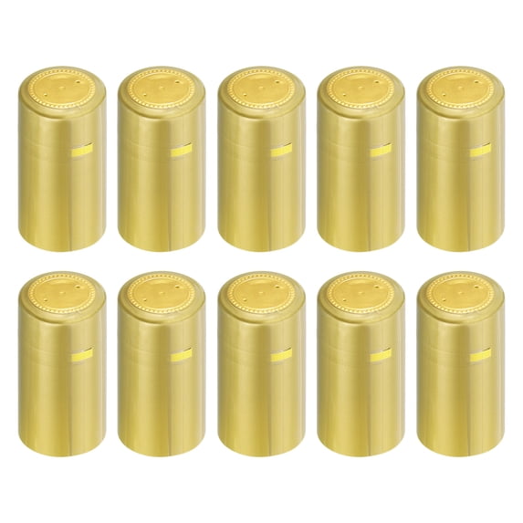 Uxcell 100 Pack Heat Shrink Wrap Sleeves with Tear Tab Wine Shrink Cap, Gold/Gold