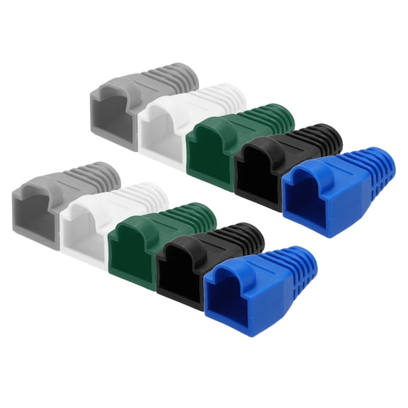 Uxcell 100Pack RJ45 Boot Cover, Cat5/5e Cat6/6A Ethernet Network Cable Strain Boot, 6.5mm Black White Blue Green Dark Gray