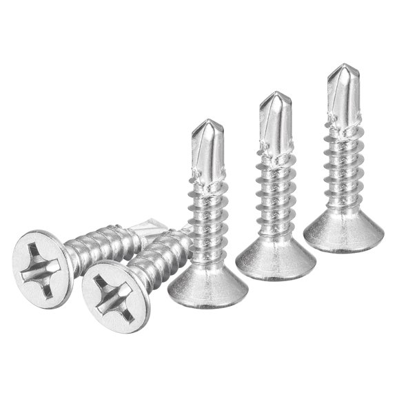 Uxcell 100Pack ST3.5x19mm 410 Stainless Steel Countersunk Head Sheet Metal Screws Silver