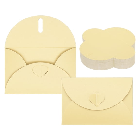 Uxcell 100Pack Small Gift Cards Envelopes, Heart Clasp Beige Mini Card Envelopes for Business Card Easter Wedding Greeting
