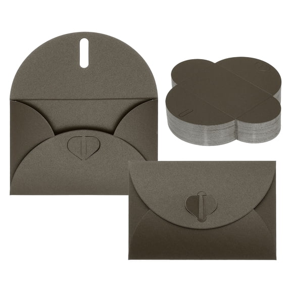 Uxcell 100Pack Small Gift Cards Envelopes, Heart Clasp Brown Mini Card Envelopes for Business Card Easter Wedding Greeting