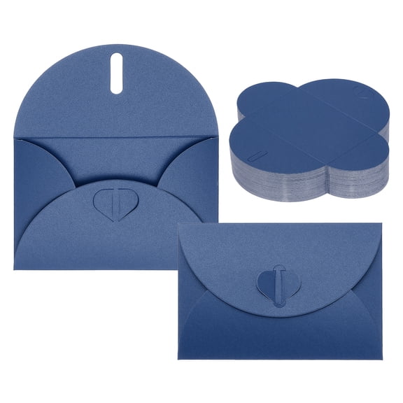 Uxcell 100Pack Small Gift Cards Envelopes, Heart Clasp Dark Blue Mini Card Envelopes for Business Card Easter Wedding Greeting