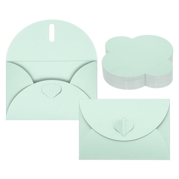 Uxcell 100Pack Small Gift Cards Envelopes, Heart Clasp Light Blue Mini Card Envelopes for Business Card Easter Wedding Greeting