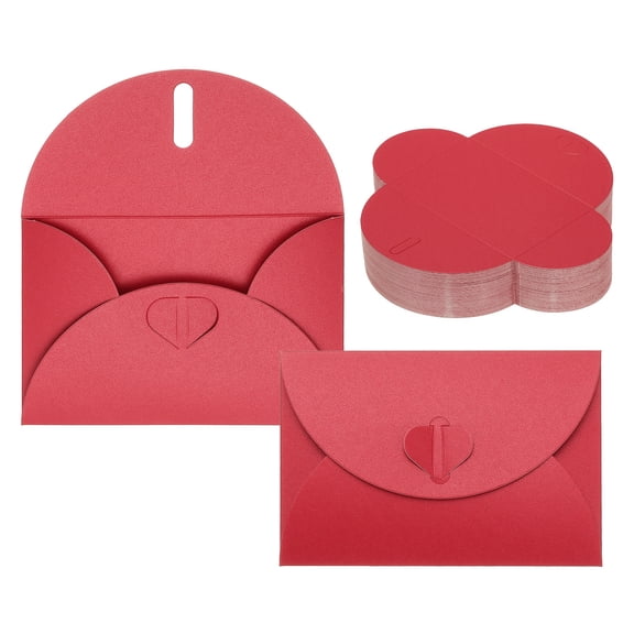 Uxcell 100Pack Small Gift Cards Envelopes, Heart Clasp Red Mini Card Envelopes for Business Card Easter Wedding Greeting