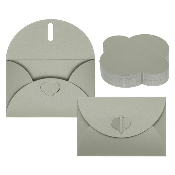 Uxcell 100Pack Small Gift Cards Envelopes, Heart Clasp Silver Mini Card Envelopes for Business Card Easter Wedding Greeting