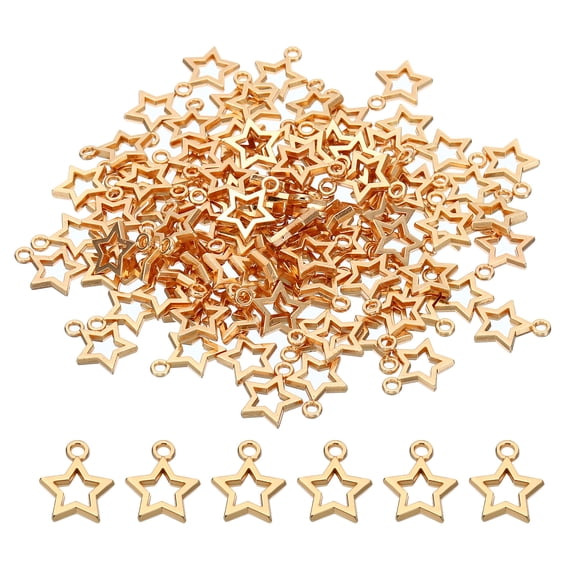 Uxcell 100Pcs 0.59x0.47" Metal Star Pendant Charm Mini Star Shape Charm, Gold Style 2