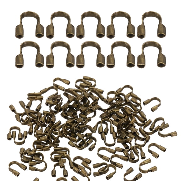Uxcell 100Pcs 0.7mm Hole U Shape Wire Guard Thread Protector, Bronze