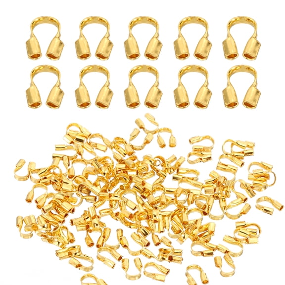 Uxcell 100Pcs 0.7mm Hole U Shape Wire Guard Thread Protector, Gold