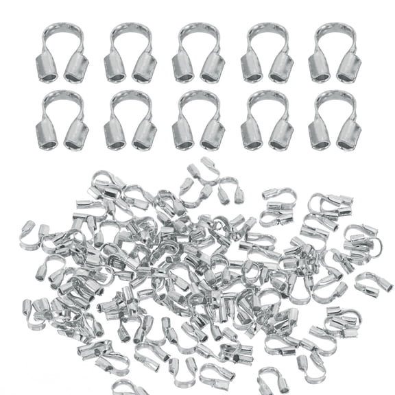 Uxcell 100Pcs 0.7mm Hole U Shape Wire Guard Thread Protector, Rhodium Color
