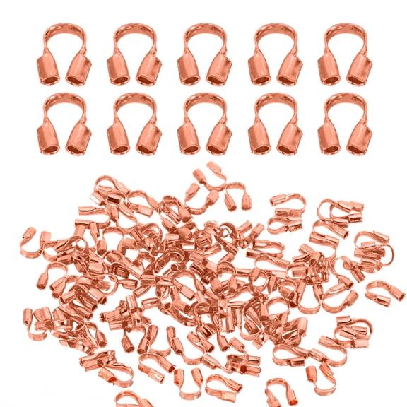 Uxcell 100Pcs 0.7mm Hole U Shape Wire Guard Thread Protector, Rose Gold
