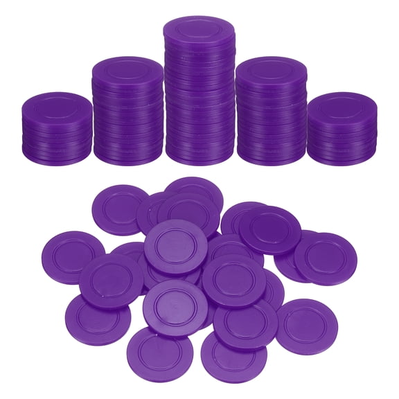 Uxcell 100Pcs 1.5 Inch Plastic Poker Chips, Mini Bingo Chips Learning Counters Counting Counters Disks Markers Opaque Game Tokens for Game Play Math Counting, Purple