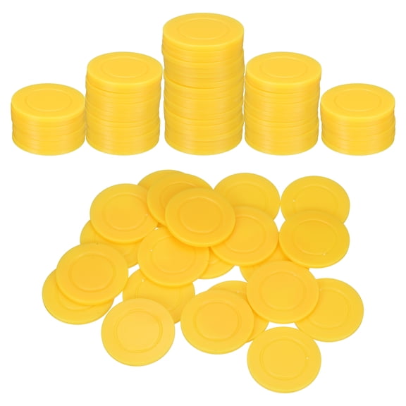 Uxcell 100Pcs 1.5 Inch Plastic Poker Chips, Mini Bingo Chips Learning Counters Counting Counters Disks Markers Opaque Game Tokens for Game Play Math Counting, Yellow