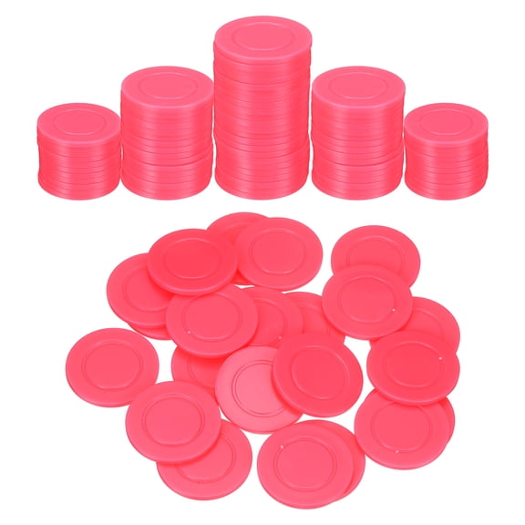 Uxcell 100Pcs 1.5 Inch Plastic Poker Chips, Mini Bingo Chips Learning Counters Counting Counters Disks Markers Opaque Game Tokens for Game Play Math Counting, Rose Red