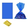 thumbnail image 1 of Uxcell 100Pcs 9.06 x 5.9" Clear Treat Bags with Gold Cable Ties Blue, 1 of 7