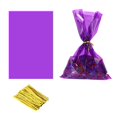 thumbnail image 1 of Uxcell 100Pcs 9.06 x 5.9" Clear Treat Bags with Gold Cable Ties Purple, 1 of 7