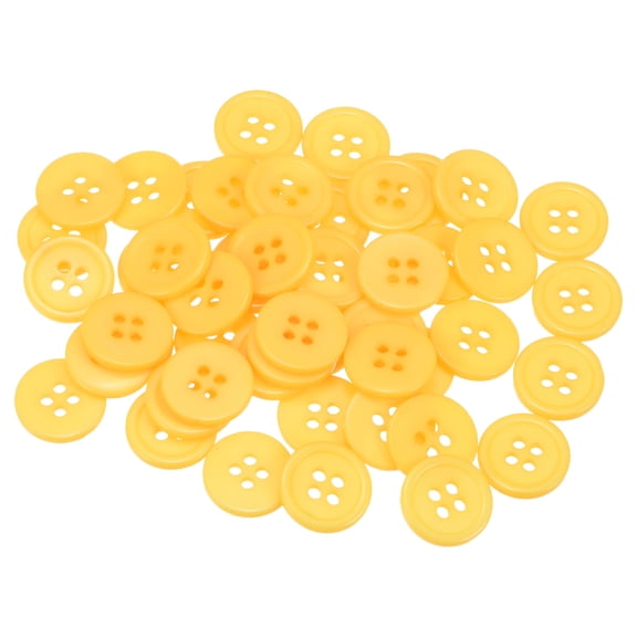 Uxcell 100Pcs 24L Sewing Buttons 5/8"(15mm) Resin Round Flat 4-Hole Craft Buttons for Sewing Clothing DIY, Yellow