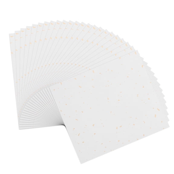 Uxcell 100Pcs A4 Mulberry Paper, Natural Wood Fiber Unprepared Rice Paper Sheets Handmade Decoupage Art Tissue for Calligraphy DIY Drawing Writing Scrapbooking, Gold Dots White 8.3"x11.7"