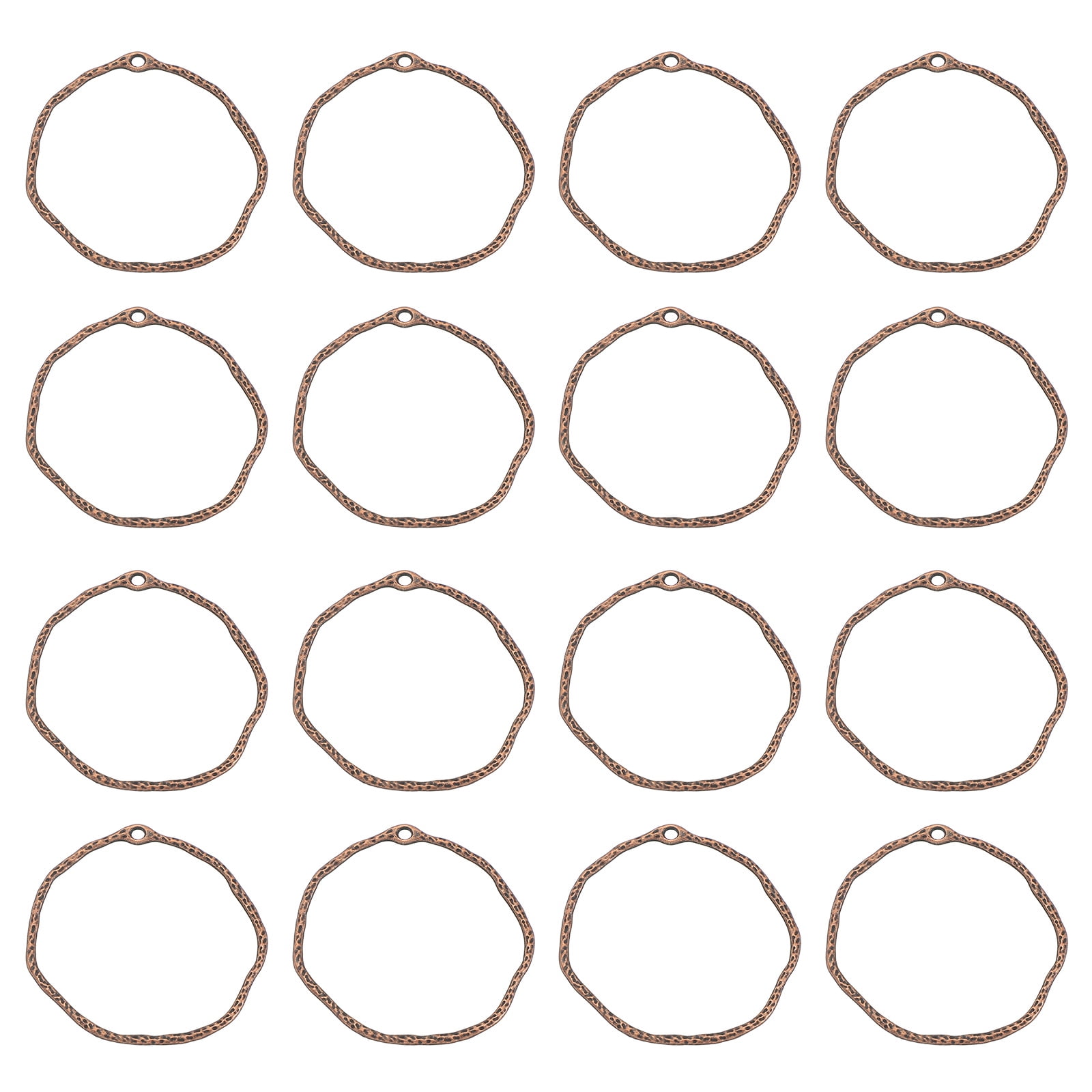 Uxcell 100Pcs Alloy Open Bezel Pendants for Resin Jewelry Making Earrings Necklace Bracelet DIY, Ancient Red Copper
