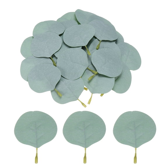Uxcell 100Pcs Artificial Leaves, Eucalyptus Leaves Fake Greenery Loose Petals Faux Leaf Plant Foliage Decoration for Wedding Home Office Party Decor, Gray White