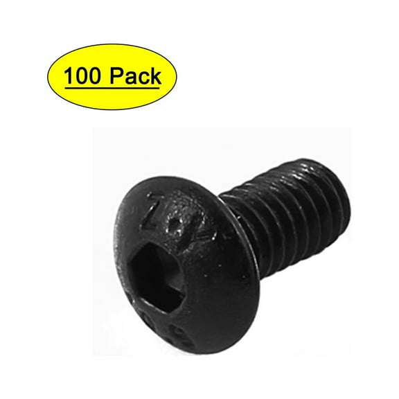 Uxcell 100Pcs Black M4 x 8mm Alloy Steel Hex Socket Button Head Machine Screws Bolts