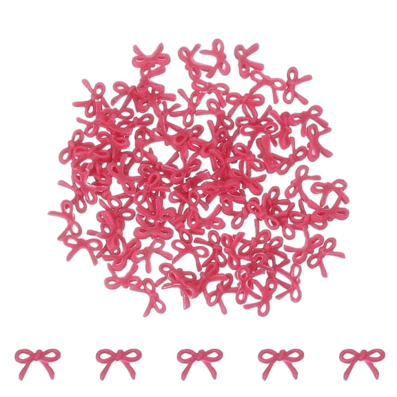 Uxcell 100Pcs Bow Nail Charms, 0.2" Cute Resin Mini Bows Decorations 3D Nail Bowknot for Birthday Party DIY Crafts Phone Case Jewelry Decoration, Rose Red