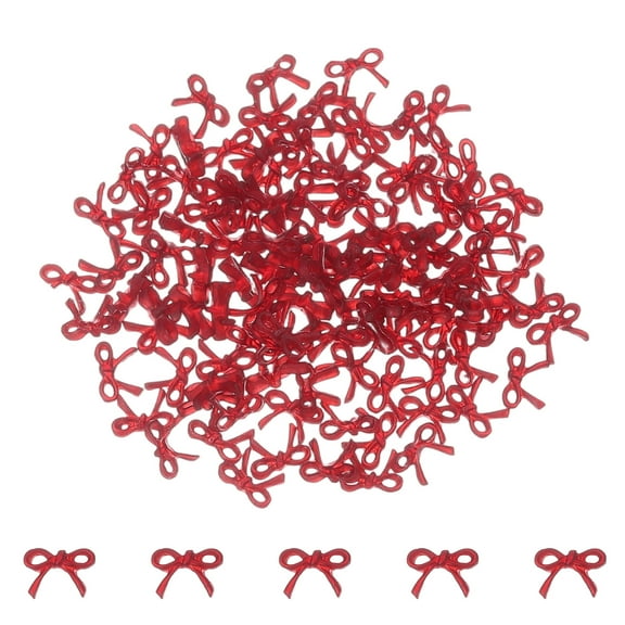 Uxcell 100Pcs Bow Nail Charms, 0.2" Cute Resin Mini Bows Decorations 3D Nail Bowknot for Birthday Party DIY Crafts Phone Case Jewelry Decoration, Red
