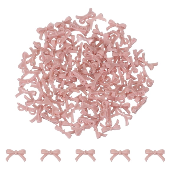 Uxcell 100Pcs Bow Nail Charms, 0.3" Cute Resin Mini Bows Decorations 3D Nail Bowknot for Birthday Party DIY Crafts Phone Case Jewelry Decoration, Meat Colored