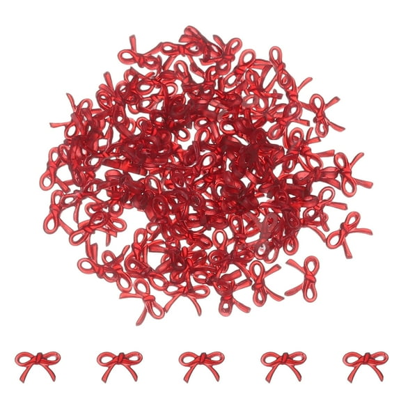 Uxcell 100Pcs Bow Nail Charms, 0.3" Cute Resin Mini Bows Decorations 3D Nail Bowknot for Birthday Party DIY Crafts Phone Case Jewelry Decoration, Red