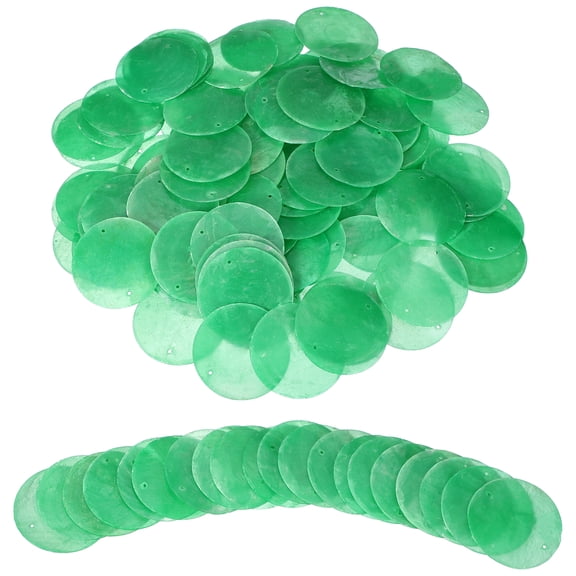 Uxcell 100Pcs Capiz Shells, 5cm/2" Round Natural Shells with 2 Holes for Seashell Wind Chimes Curtain Shell Garland DIY Jewelry Craft Wedding Home Decoration, Emerald Green