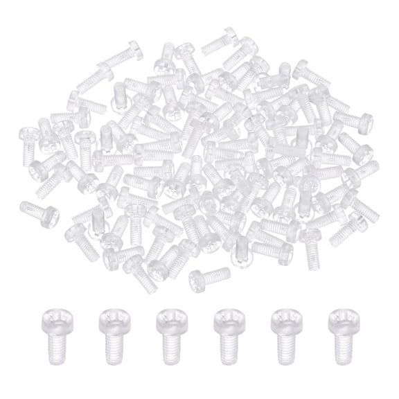 Uxcell 100Pcs Clear Acrylic Screws, M2.5x6mm PC Plastic Phillips Round Head Bolts