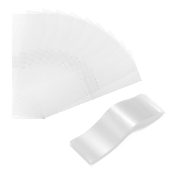 Uxcell 100Pcs Clear Perforated Shrink Band, 118x40mm Heat Shrink Wrap for Bottles and Jars Fits Cap Diameter 70-74mm, Jars Seal for Dropper Test Tube Bottles