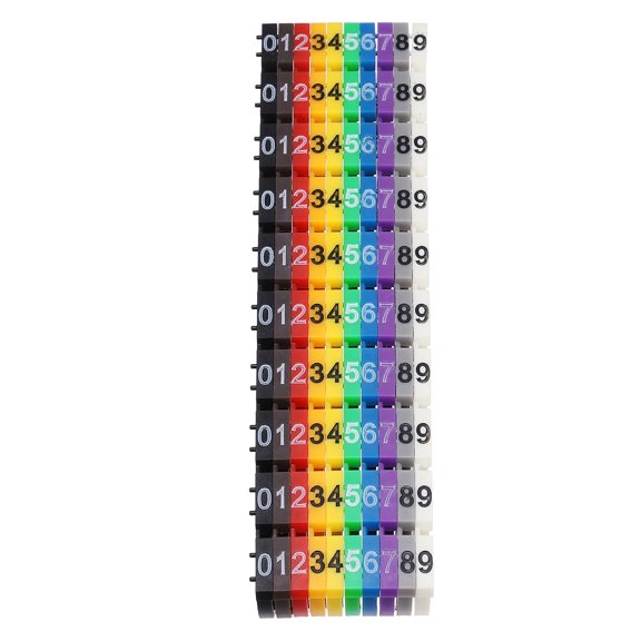 Uxcell 100Pcs Clip on Wire Markers (Colorful, 0.31"-0.39")(0-9 Coded) Plastic Wire Numbering Marker, Suit for - Coded Cable Identification/Electrical Wiring