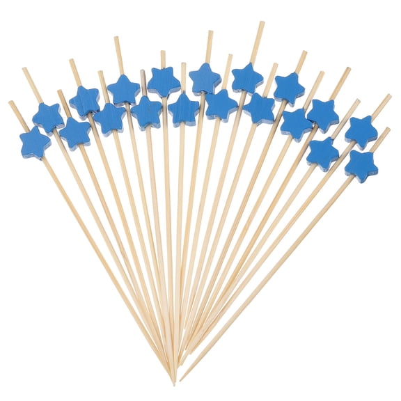 Uxcell 100Pcs Cocktail Picks Star-Shaped Bamboo Toothpicks for Drinks Food Fruit, Blue