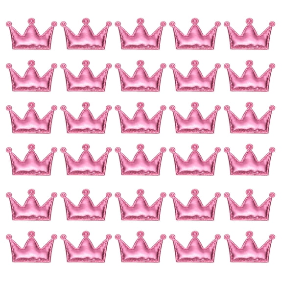 Uxcell 100Pcs Crown Appliques Sew on Patches Shiny Crown Charm PU Padded Fabric Charms for DIY Craft, Pink