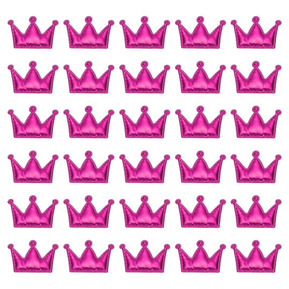 Uxcell 100Pcs Crown Appliques Sew on Patches Shiny Crown Charm PU Padded Fabric Charms for DIY Craft, Rose Red